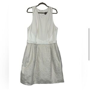 Elegant White and Silver Sleeveless Dress